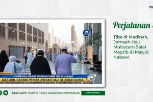 Tiba di Madinah Jemaah Haji Multazam Salat Magrib di Masjid Nabawi