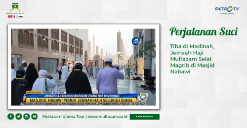 Tiba di Madinah Jemaah Haji Multazam Salat Magrib di Masjid Nabawi